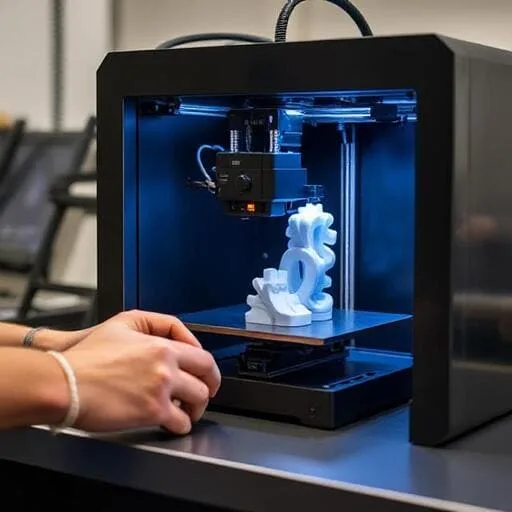 impresora 3d con pieza mecánica dentro
